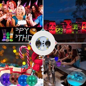 LOGUDIE LED Coaster,12 Pack Light Up Coasters,7Colors RGB LED Bottle Lights,Bottle Glorifier, LED Sticker Coaster Discs Light Up for Drinks,Flash Light Up Cup Coaster Flashing Shots Light (Multicolor)