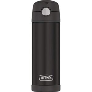 collection 16oz insulated thermos fun tainer bpa free water bottle w carrying loop (matte black)
