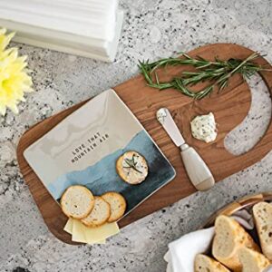 Demdaco Love That Mountain Air Sky Blue 6 x 6 Stoneware Decorative Serving Plate with Spreader