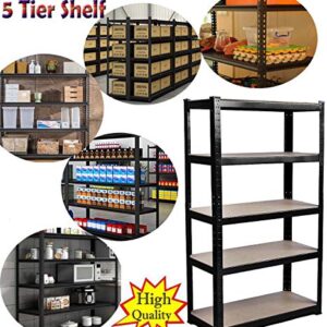 Heavy Duty Metal Shelving Rack Unit 5 Tier Garage Storage Shelf Unit - 59" x 28" x 12", Black, Boltless Shelving Unit for Workshop/Shed/Office