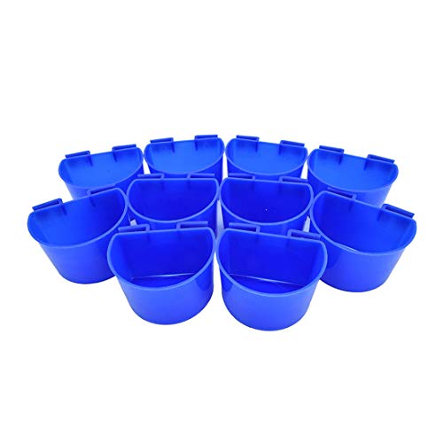 U/D 10pcs Bird Cage Cups Hanging Rabbit Feeders Food Dish for Cages Chicken Water Cups Pet Bowl with Hooks Plastic Feeding & Watering Supplies for Pigeon Poultry Roosters Gamefowl Parakeet