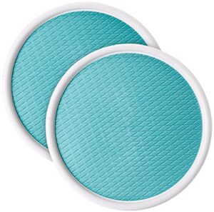 yesland 2 pack non-skid pantry cabinet lazy susan turntable, 12 inches round snack organizer/plastic turntable spice organizer for cabinets, pantry, bathroom, refrigerator - white/aqua