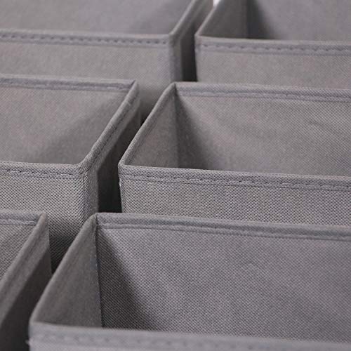 DIOMMELL 9 Pack Foldable Cloth Storage Box Closet Dresser Drawer Organizer Fabric Baskets Bins Containers Divider for Clothes Underwear Bras Socks Lingerie Clothing, M Grey 090