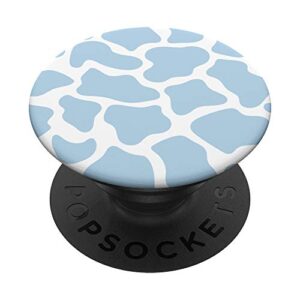 cow print pattern in light blue pastel blue popsockets swappable popgrip