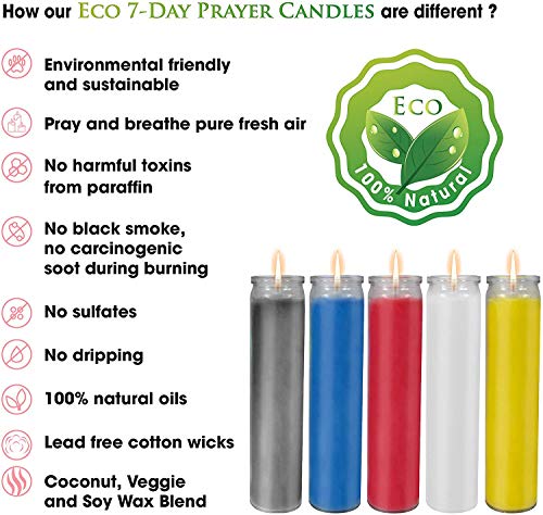 CocoSoy Candles, Assorted 7 Day Sanctuary Glass Jar Candles Great for Religious, Memorial, Party Decor, Vigils, Prayers, Blessing, 100% Natural Coconut Soy Wax - 4 Pack