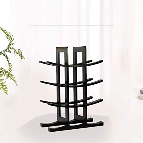 WINOMO Bamboo Wine Rack Wooden Wooden Tiered Wine Rack Free Standing Countertop Wine Storage Shelf Wine Bottle Storage Rack Organizer Holder ( Black )