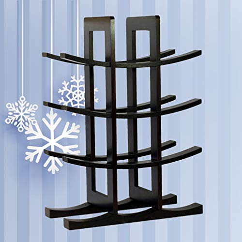 WINOMO Bamboo Wine Rack Wooden Wooden Tiered Wine Rack Free Standing Countertop Wine Storage Shelf Wine Bottle Storage Rack Organizer Holder ( Black )