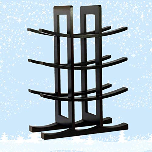 WINOMO Bamboo Wine Rack Wooden Wooden Tiered Wine Rack Free Standing Countertop Wine Storage Shelf Wine Bottle Storage Rack Organizer Holder ( Black )