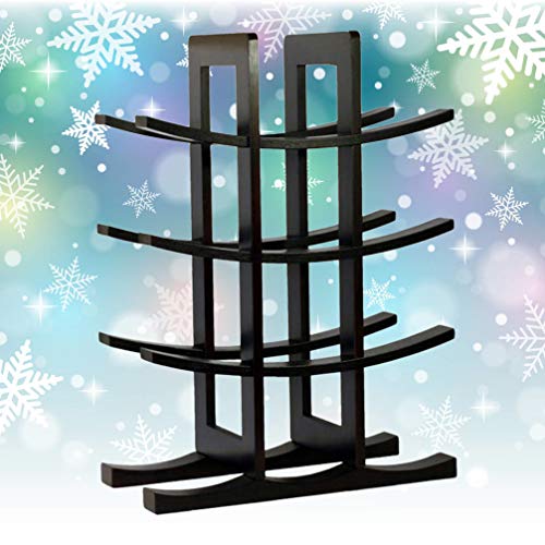 WINOMO Bamboo Wine Rack Wooden Wooden Tiered Wine Rack Free Standing Countertop Wine Storage Shelf Wine Bottle Storage Rack Organizer Holder ( Black )