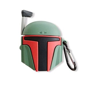varwaneo earphone case for airpods 1&2, 3d popular cute mandalorian boba fett silicone design, soft silicone portable&shockproof airpods cover, for apple airpods 2&1 charging case (boba fett)