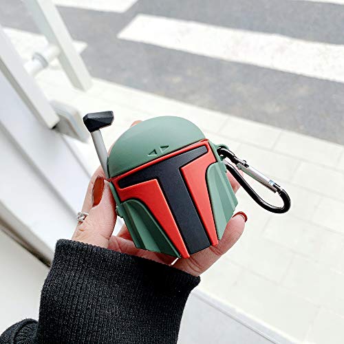 VARWANEO Earphone Case for AirPods 1&2, 3D Popular Cute Mandalorian Boba Fett Silicone Design, Soft Silicone Portable&Shockproof Airpods Cover, for Apple Airpods 2&1 Charging Case (Boba Fett)