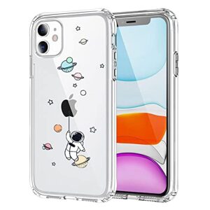 nititop compatible for iphone 11 case clear cute with astronaut outer space planet star creative pattern,soft tpu shockproof slim for iphone 11-balloon