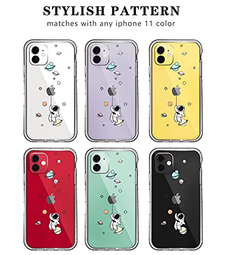 NITITOP Compatible for iPhone 11 Case Clear Cute with Astronaut Outer Space Planet Star Creative Pattern,Soft TPU Shockproof Slim for iPhone 11-Balloon