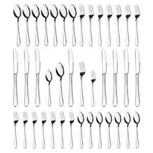 40 Piece Silverware Set, Premium Silverware Cutlery Set Stainless Steel Flatware Sets Service for 8, Spoons Forks Knifes Utensils Tableware Sets for Home, Dishwasher Safe