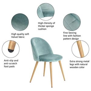 Dining Chairs Set of 2 Mid Century Modern Upholstered Kitchen Chairs Makeup Chairs with Soft Velvet Seat and Wooden Style Metal Legs Accent Side Chair for Living Dinning kitchen bedroom Green