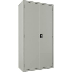 lorell steel wardrobe storage cabinet, light gray