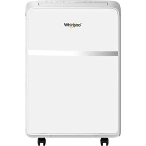 whirlpool 8000 btu portable air conditioner for rooms up to 350 sq.ft. with remote, digital display, 24h timer, and auto restart