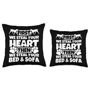 Weimaraner Lover Gifts First we Steal Your Heart-Weimaraner Gifts Throw Pillow, 16x16, Multicolor