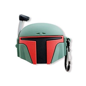 varwaneo earphone case for airpods pro, 3d popular cute mandalorian boba fett silicone design, soft silicone portable&shockproof airpod cover, for apple airpods 3&pro charging case (boba fett)