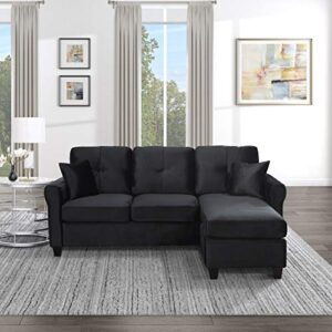 Lexicon Levi Reversible Sofa Chaise, Black