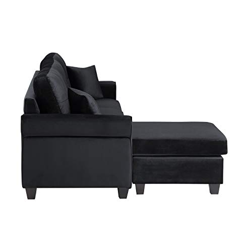 Lexicon Levi Reversible Sofa Chaise, Black