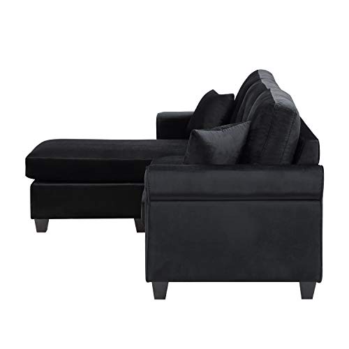 Lexicon Levi Reversible Sofa Chaise, Black