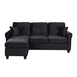 Lexicon Levi Reversible Sofa Chaise, Black