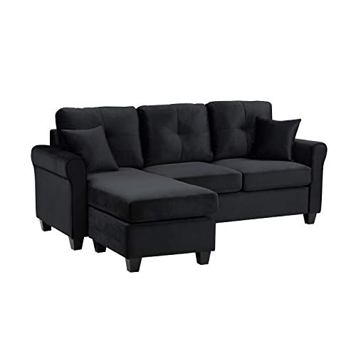 Lexicon Levi Reversible Sofa Chaise, Black