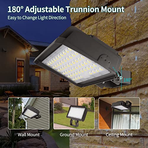 kadision 150W LED Parking Lot Lights Outdoor Area Lights, 19500lm 5000K 100-277V IP65, Adjustable Trunnion Mount LED Flood Light with Photocell, ETL Listed