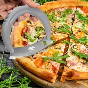 A True Mezzaluna Chopper, 5.5" Rust-Resistant Stainless Steel, Pizza Cutter, Salad Cutter, Food Chopper, Rocker Knife with a Sharp Mincing Blade, Crescent-Moon Shaped Safety Handle, Dishwasher Safe