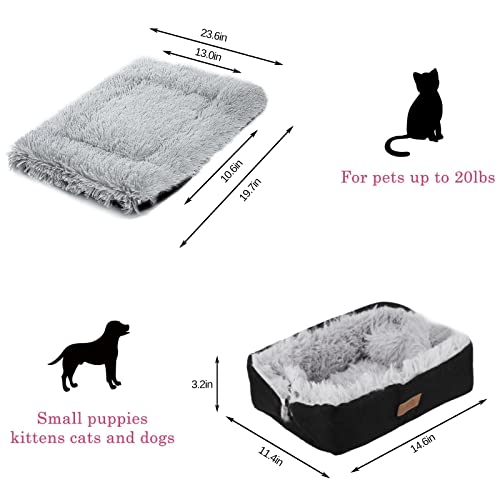 HDLKRR Cat Bed Small Dog Bed, Self Warming Cat Beds Self Heating Cat Dog Mat, Extra Warm Thermal Pet Pad for Indoor Outdoor Pets, Calming Dog Crate Bed Pet Cushion, 23.6x19.7inch