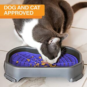 Neater Pets - Neat-LIK with Mess-Proof Tray Keeps Floors Clean - Slow Feeding Pad for Dogs & Cats - Relieves Anxiety & Cures Boredom - Fill Licking Pad with Treats & Food (Purple & Gunmetal)