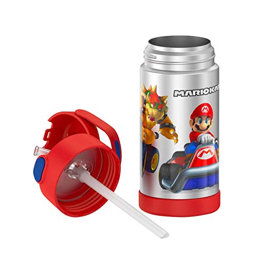 12oz Insulated Stainless Steel Thermos FUN tainer BPA FREE Water Bottle w Carrying Loop (Stainless Red Mario)