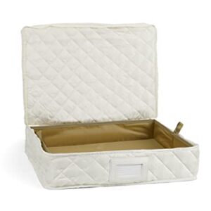 Platter Serveware Storage With Tray - Washable and Stain Resistant, ID Window, Kitchen Storage-Cream