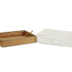 Platter Serveware Storage With Tray - Washable and Stain Resistant, ID Window, Kitchen Storage-Cream