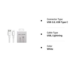 1Pack Apple Original Charger [Apple MFi Certified] Lightning to USB Cable Compatible iPhone Xs Max/Xr/Xs/X/8/7/6s/6plus/5s,iPad Pro/Air/Mini,iPod Touch(White 2M/6.6FT) Original Certified