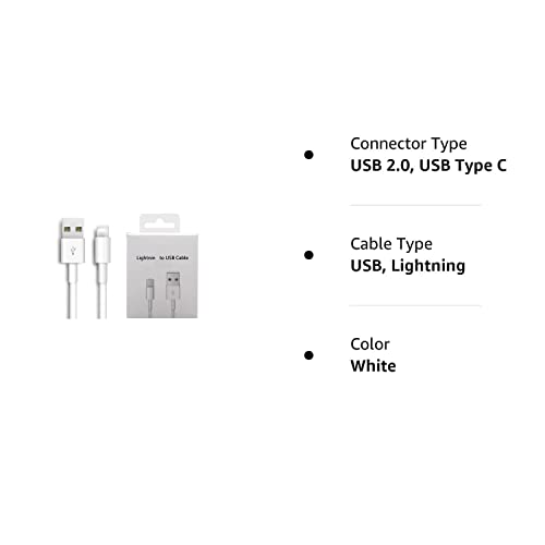 1Pack Apple Original Charger [Apple MFi Certified] Lightning to USB Cable Compatible iPhone Xs Max/Xr/Xs/X/8/7/6s/6plus/5s,iPad Pro/Air/Mini,iPod Touch(White 2M/6.6FT) Original Certified