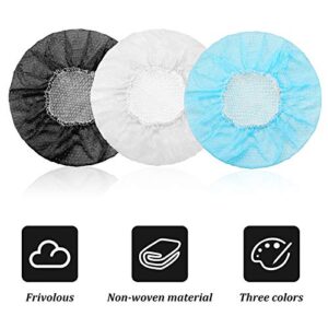 300 Pieces Disposable Headphone Covers Non Woven Sanitary Headphone Ear Covers Black Fabric Headset Covers Ear Pad Covers for Headphones, 11 Cm/ 4.3 Inch (White, Blue, Black, S-6.5 cm)