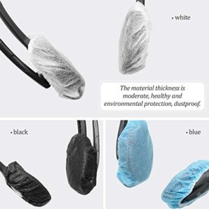 300 Pieces Disposable Headphone Covers Non Woven Sanitary Headphone Ear Covers Black Fabric Headset Covers Ear Pad Covers for Headphones, 11 Cm/ 4.3 Inch (White, Blue, Black, S-6.5 cm)