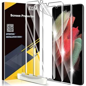 egv [3 pack] compatible for samsung galaxy s21 ultra 6.8-inch, [not glass] flexible screen protector [support fingerprint unlock] bubble free [easy installation tool]