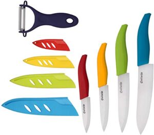 ceramic knife set color ceramic knives set with stain resistant 6 inch chef knife, 5 inch steak knife, 4 inch fruit knife, 3 inch sushi knife, peeler