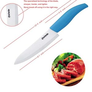 Ceramic Knife Set Color Ceramic Knives Set with Stain Resistant 6 inch Chef Knife, 5 inch Steak Knife, 4 inch Fruit Knife, 3 inch Sushi Knife, Peeler