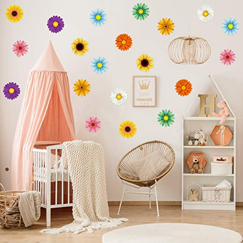 OSNIE 45Pcs Summer Sunflower Cutouts, Creative Springtime Flowers Wall Decals Bulletin Board Sets, Gerbera Daisy Wall Décor for Classroom School Office Birthday Party Baby Shower, 5.1 x 5.1 Inches