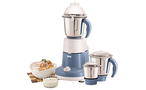 BOSS Excel Pro 3-Jar Mixer Grinder Kitchen Grinding Genius 750 Watt Powerful Motor, 3 Variable Speed with Incher, 110V