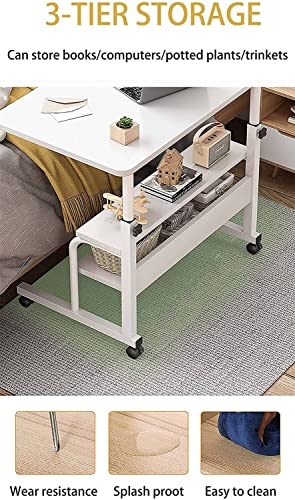 Computer Desk Home Office Desks, Standing Adjustable Laptop Desk for Small Spaces, Portable Work Study Desk Table, Modern Pc Gaming Desk with Storage for Bedroom, Desktop Size 31.5x15.7 inch White