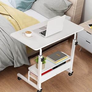 Computer Desk Home Office Desks, Standing Adjustable Laptop Desk for Small Spaces, Portable Work Study Desk Table, Modern Pc Gaming Desk with Storage for Bedroom, Desktop Size 31.5x15.7 inch White