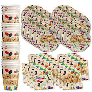 game night party supplies set plates napkins cups tableware kit for 16