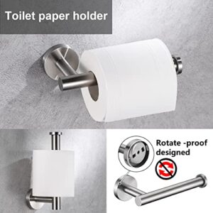 6 Pieces Brushed Nickel Bathroom Hardware Accessories Set Hand Towel Ring 18&23.6 inch Round Towel Bar Silver Toilet Paper Holder Towel Hooks 2 Pieces SUS 304 Stainless Steel,Heavy Duty,Wall Mounted