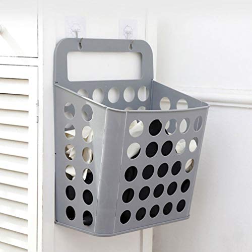 Hemoton 2pcs Hanging Plastic Laundry Basket Foldable Laundry Hamper Bag Collapsible Dirty Clothes Storage Container for College Dorm Bathroom Bedroom Random Color