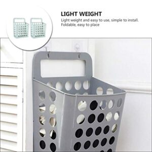 Hemoton 2pcs Hanging Plastic Laundry Basket Foldable Laundry Hamper Bag Collapsible Dirty Clothes Storage Container for College Dorm Bathroom Bedroom Random Color